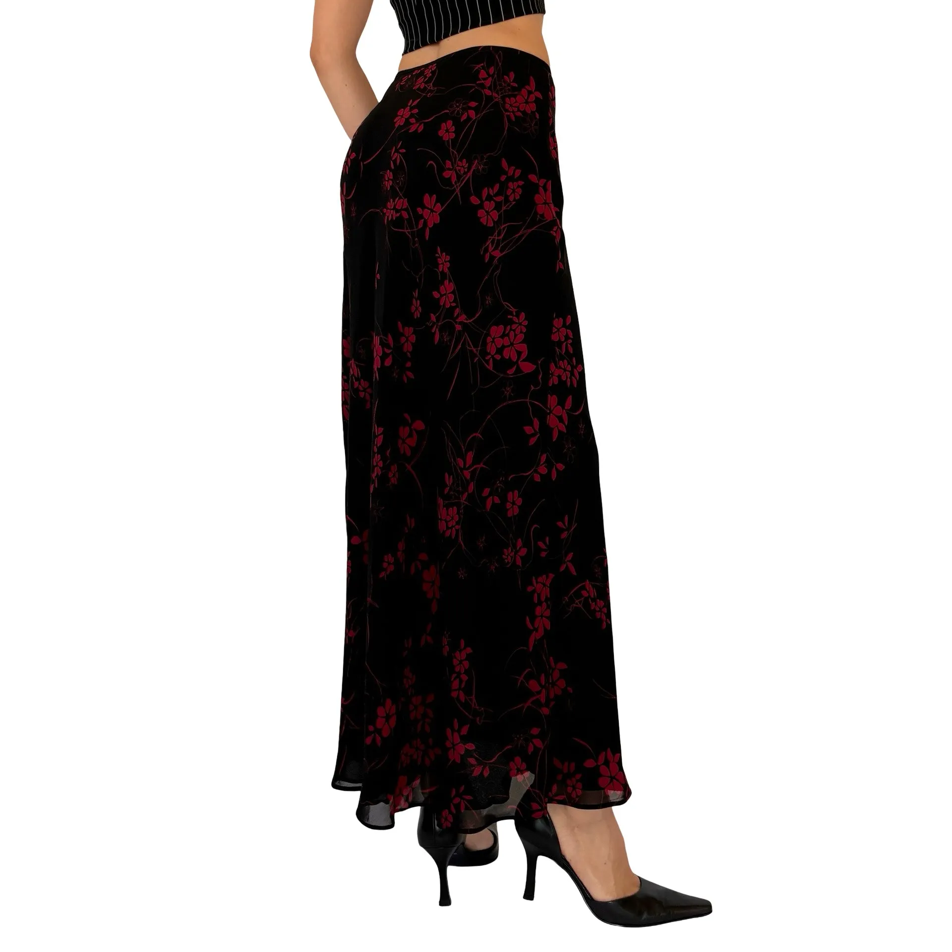 90s Floral Maxi Skirt (XS/S)