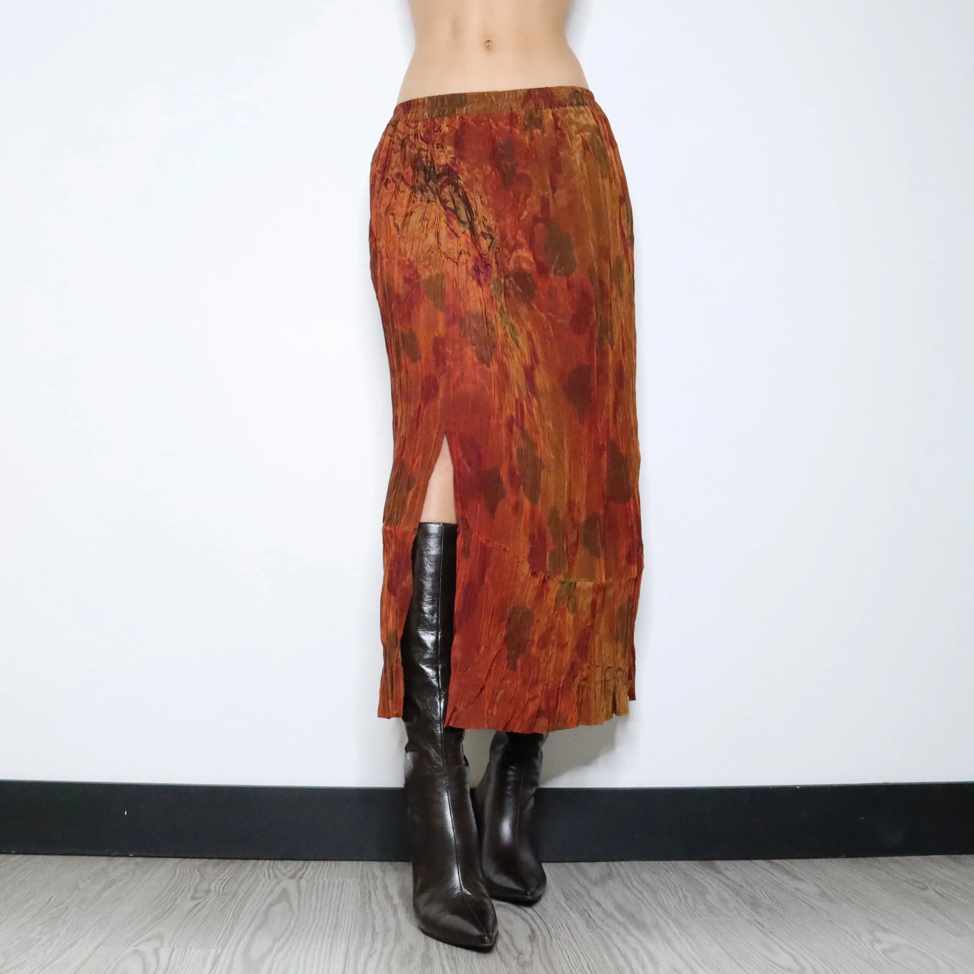 90s Italian Plissé Watercolor Skirt (S)