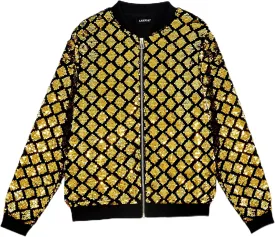 A ARFAR Women Sequin Jackets Plaid Collar Glitter Varsity Hoodie Sparkly Coat Party Outwear Ladies Shiny Cloth
