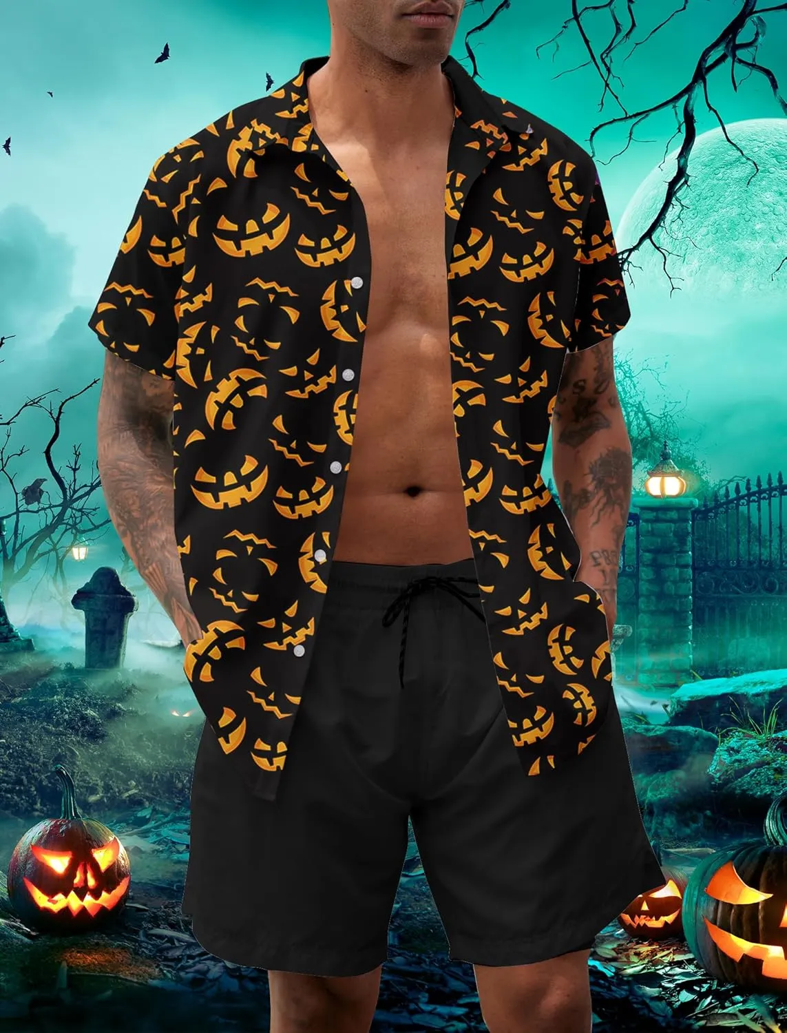 ALISISTER Men's Hawaiian Shirt Button Down Short Sleeve Shirts Funny Novelty Holiday Tops