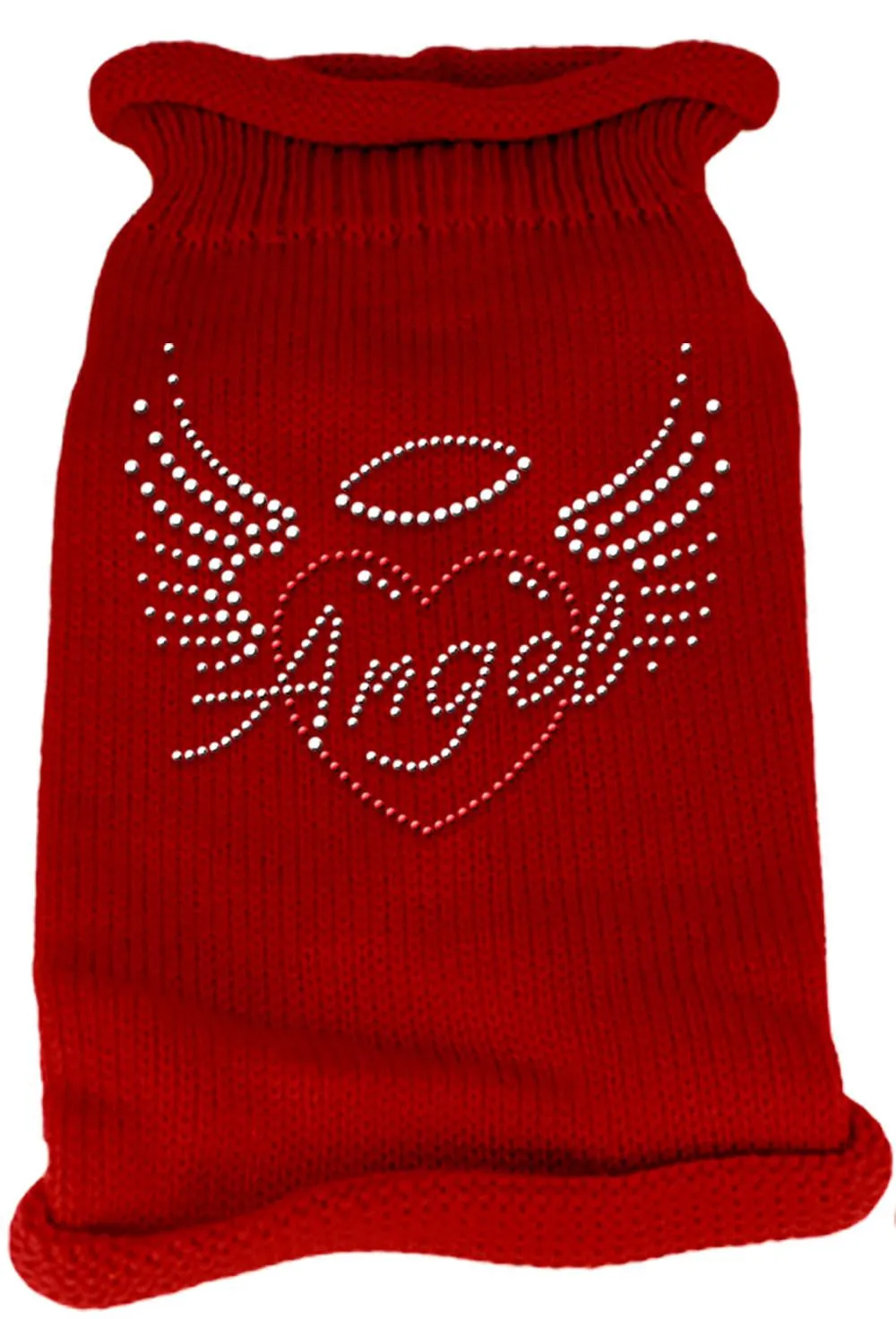 Angel Heart Rhinestone Knit Pet Sweater XL Red