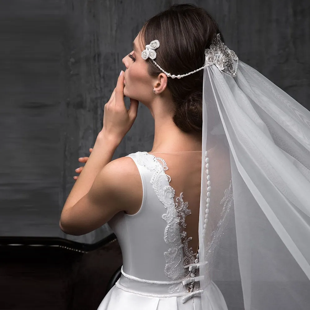 Beading Lace Satin Sheath Wedding Gowns