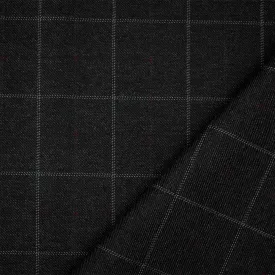 Black-Gray-Purple Polyester Wool Check Plaid Twill Woven Suiting Fabric