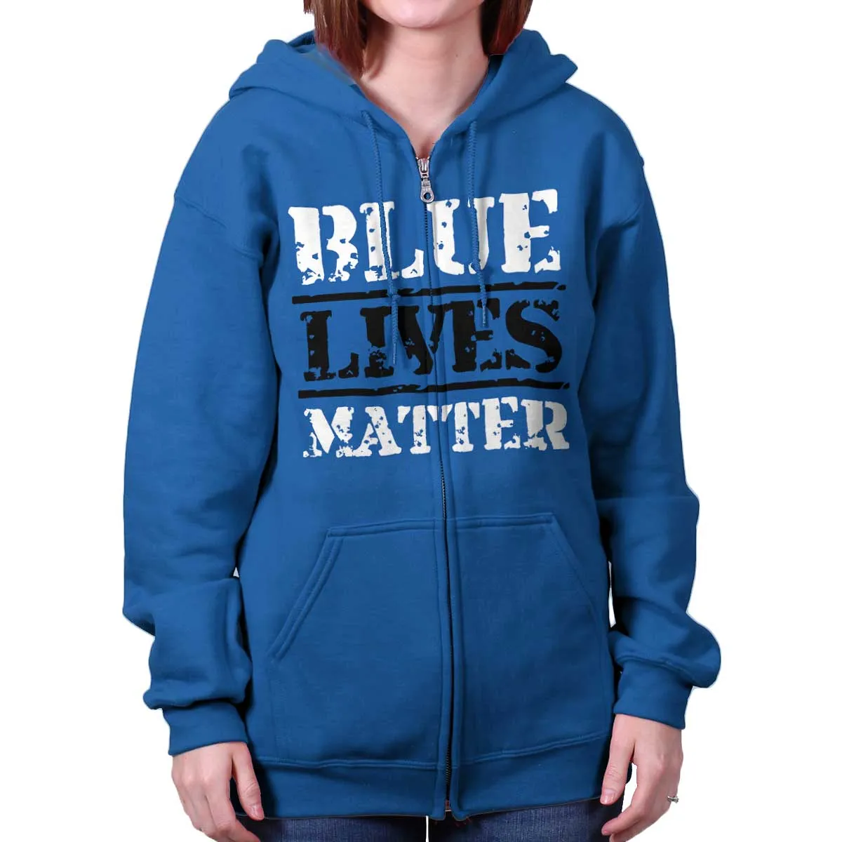 Blue Lives Matter Bold Zip Hoodie