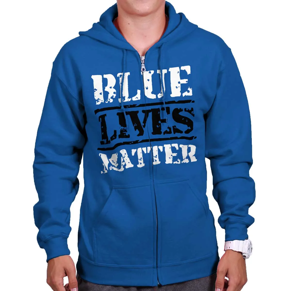 Blue Lives Matter Bold Zip Hoodie