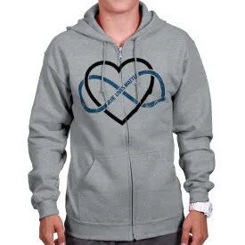 Blue Lives Matter Heart Infinity Zip Hoodie