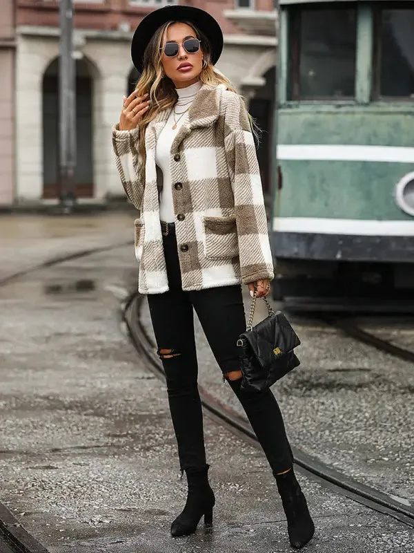 Blue Zone Planet |  Plaid single-breasted double-sided jacket