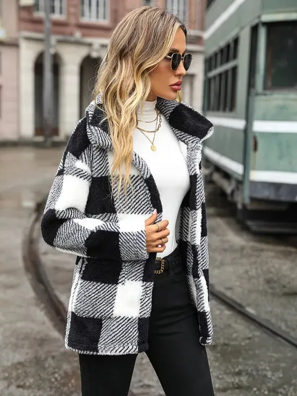 Blue Zone Planet |  Plaid single-breasted double-sided jacket