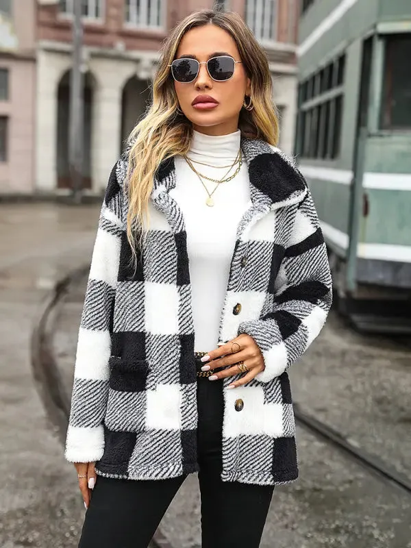 Blue Zone Planet |  Plaid single-breasted double-sided jacket
