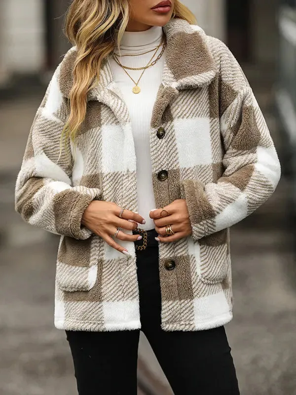 Blue Zone Planet |  Plaid single-breasted double-sided jacket