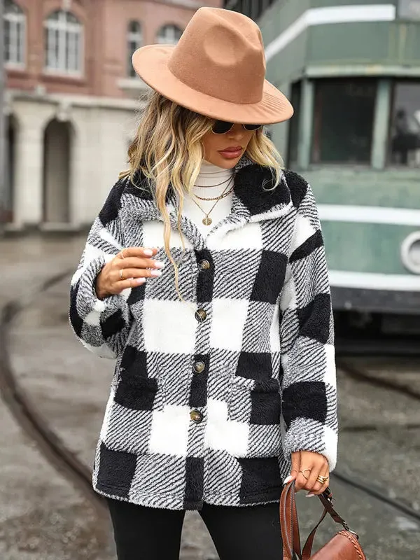 Blue Zone Planet |  Plaid single-breasted double-sided jacket