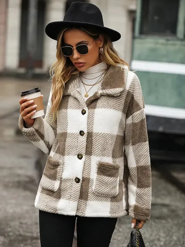 Blue Zone Planet |  Plaid single-breasted double-sided jacket
