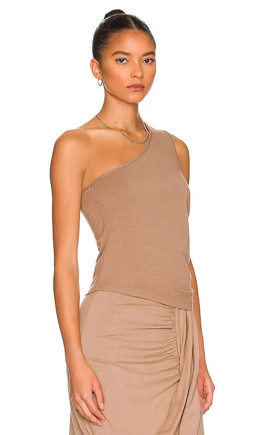 Bobi One Shoulder Tank in Beige