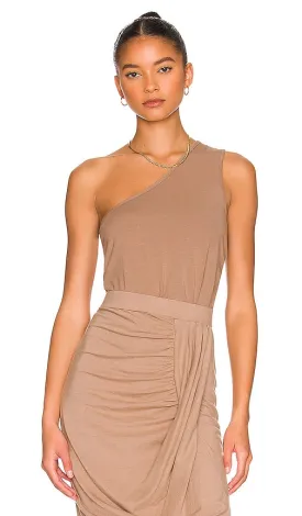Bobi One Shoulder Tank in Beige