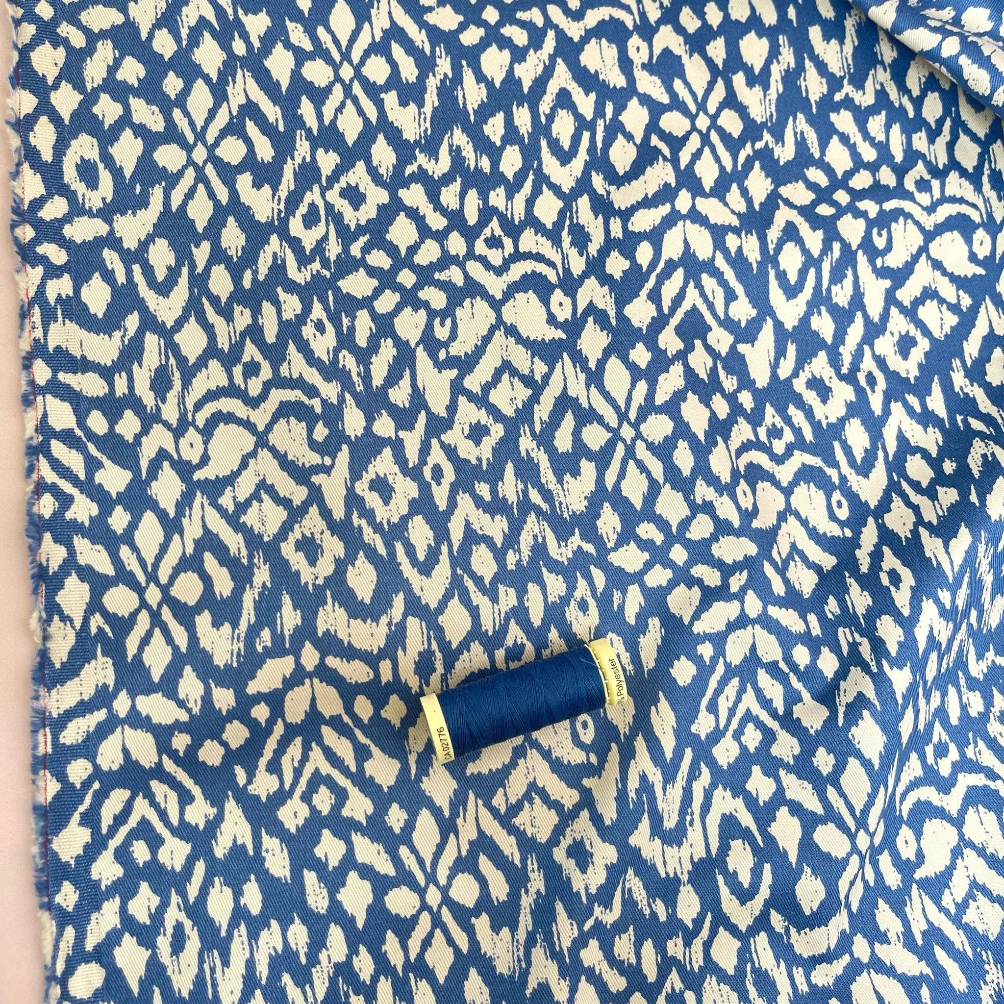 Boho Blue Stretch Cotton Twill Fabric