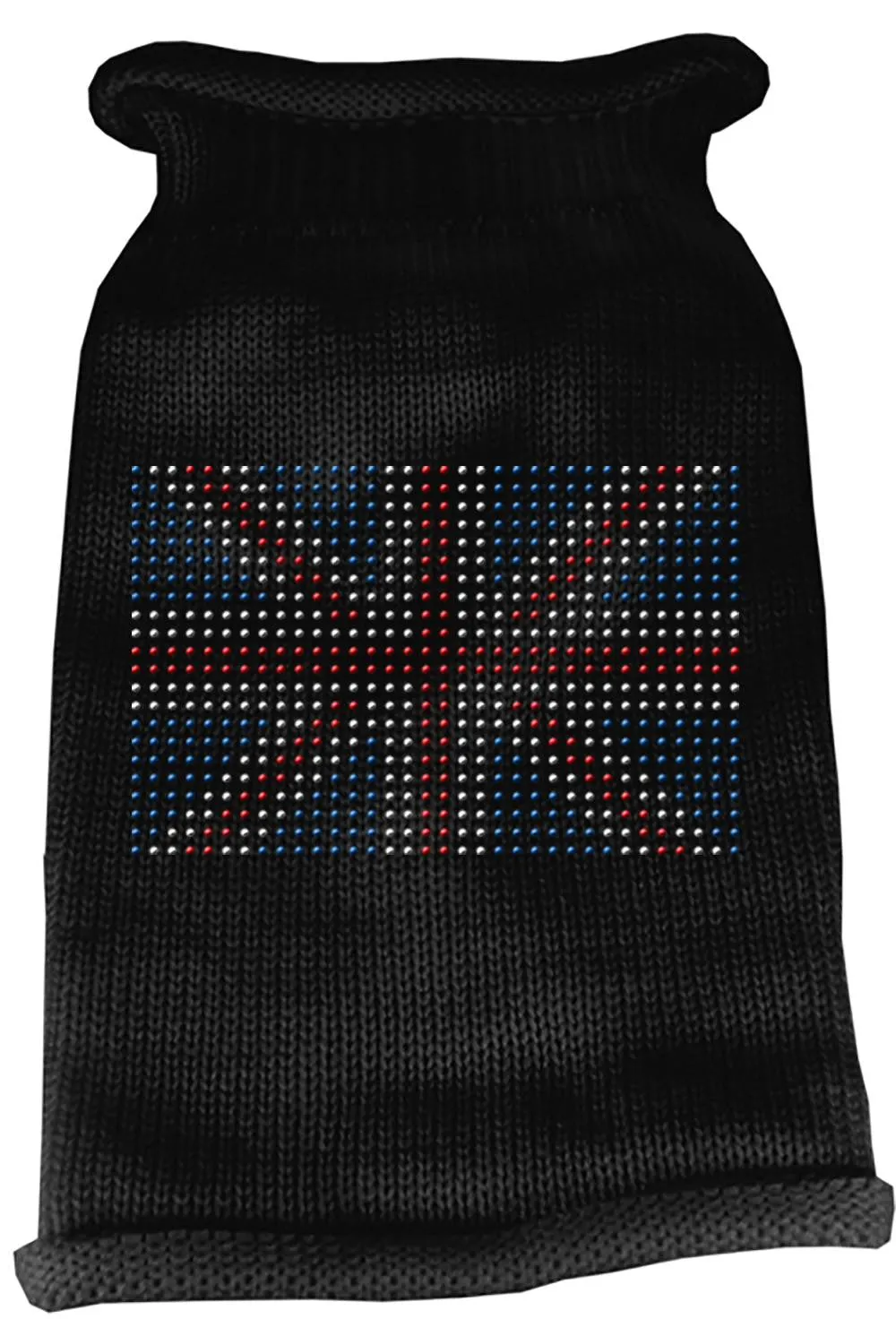 British Flag Rhinestone Knit Pet Sweater XS Black