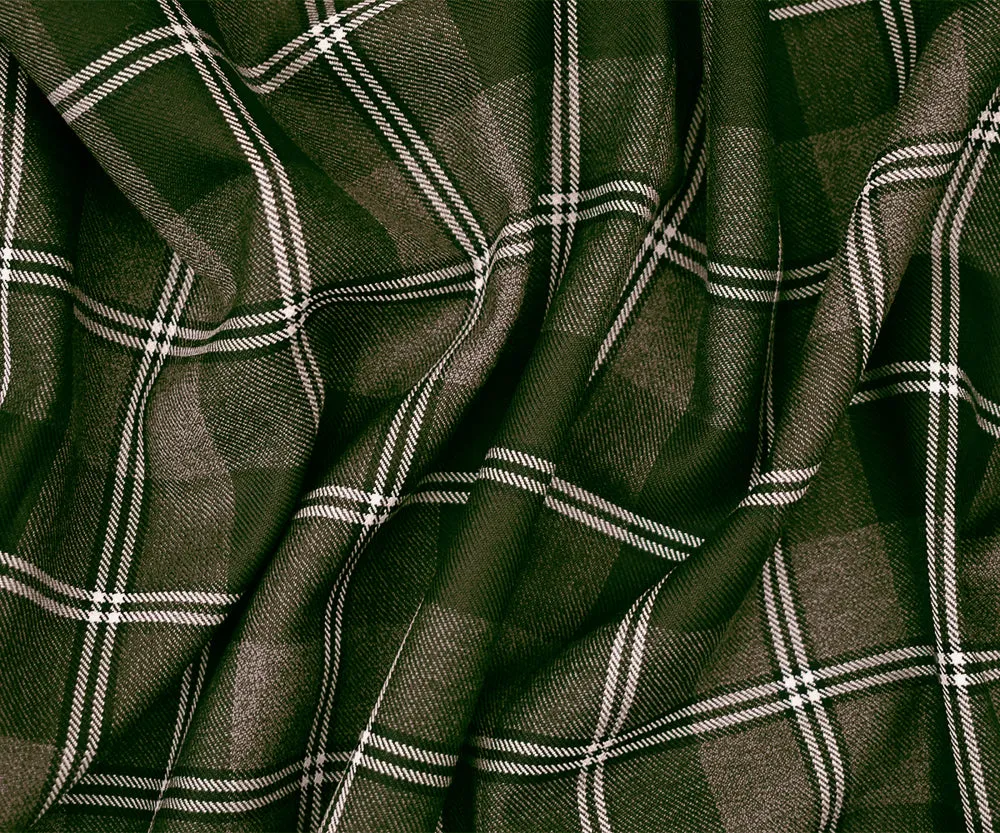 Brown-Black-Multi Wool-Polyester Plaid Woven Suiting Fabric