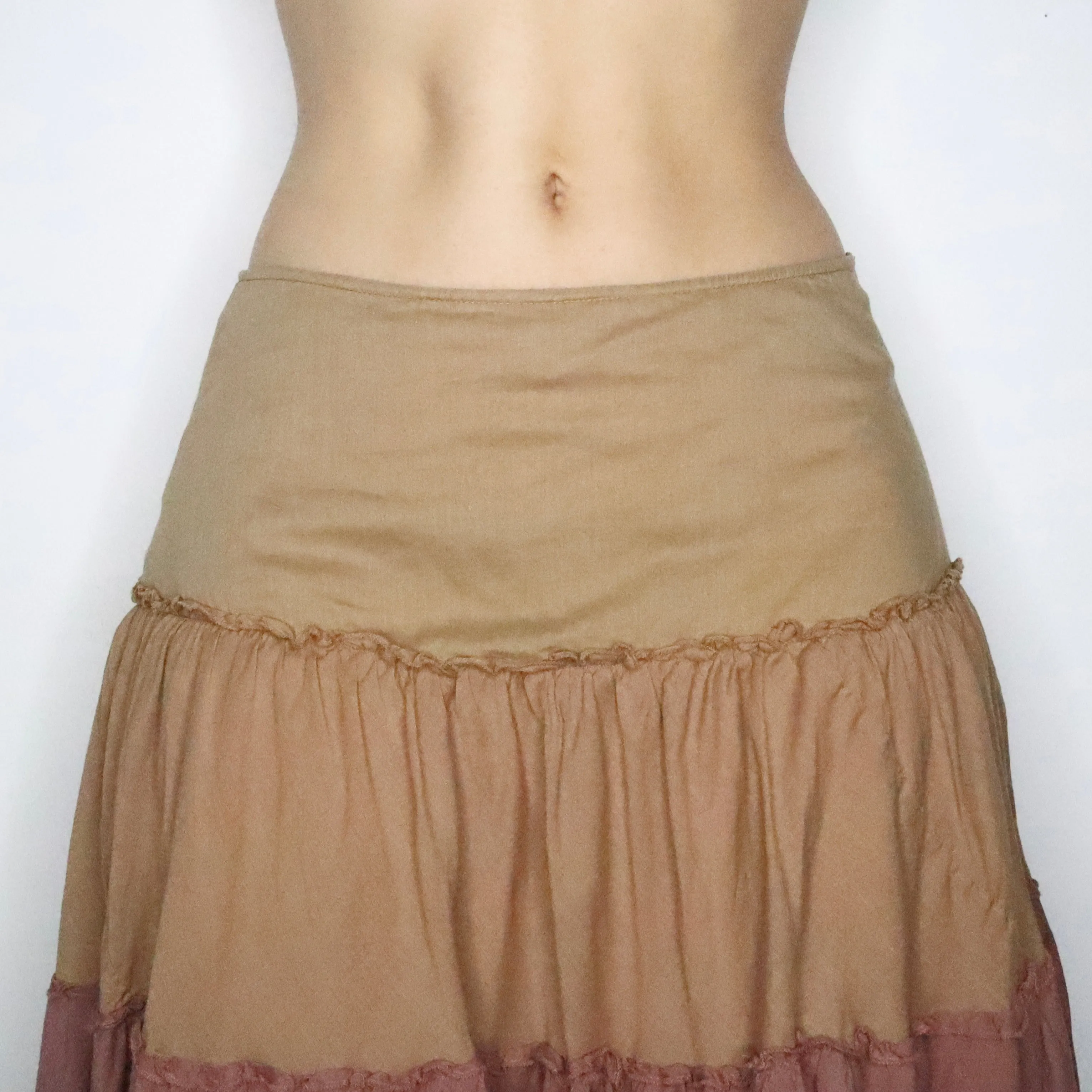 Brown Tiered Maxi Skirt (Small)