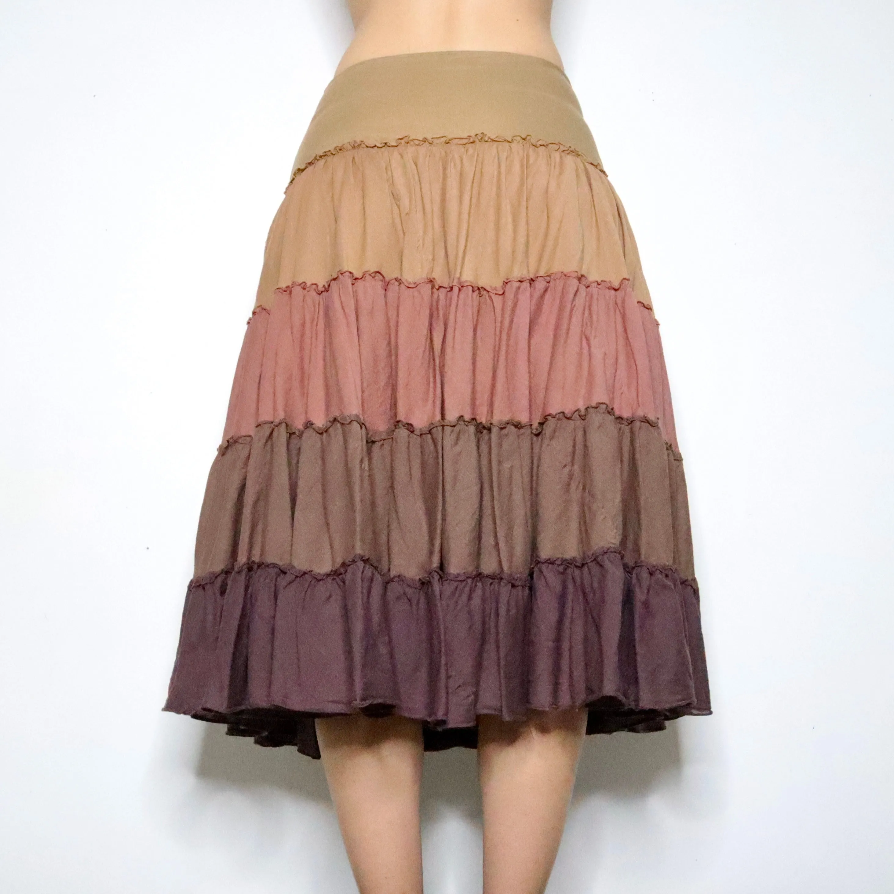 Brown Tiered Maxi Skirt (Small)