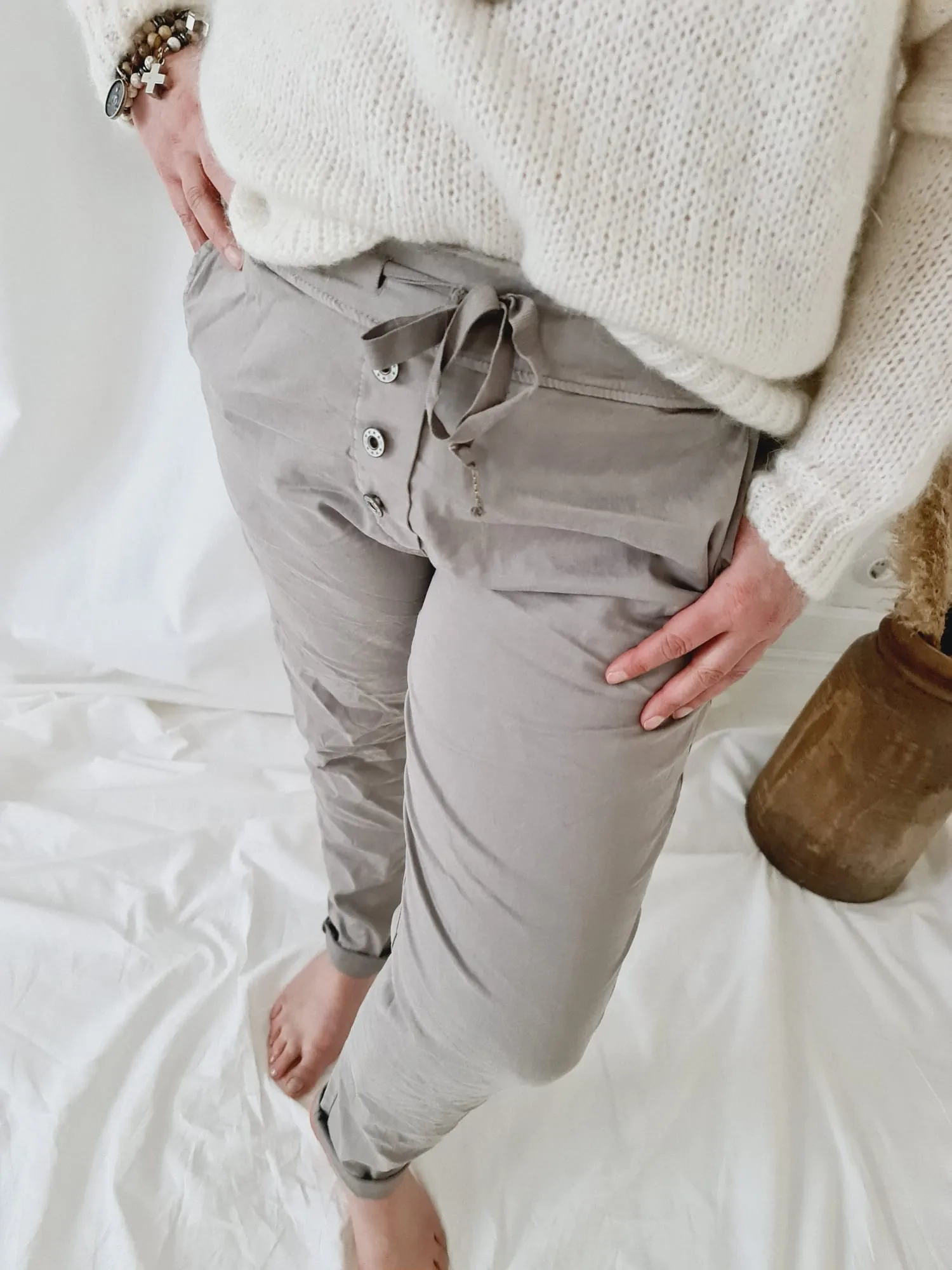 Casual tencel joggerit, hiekka