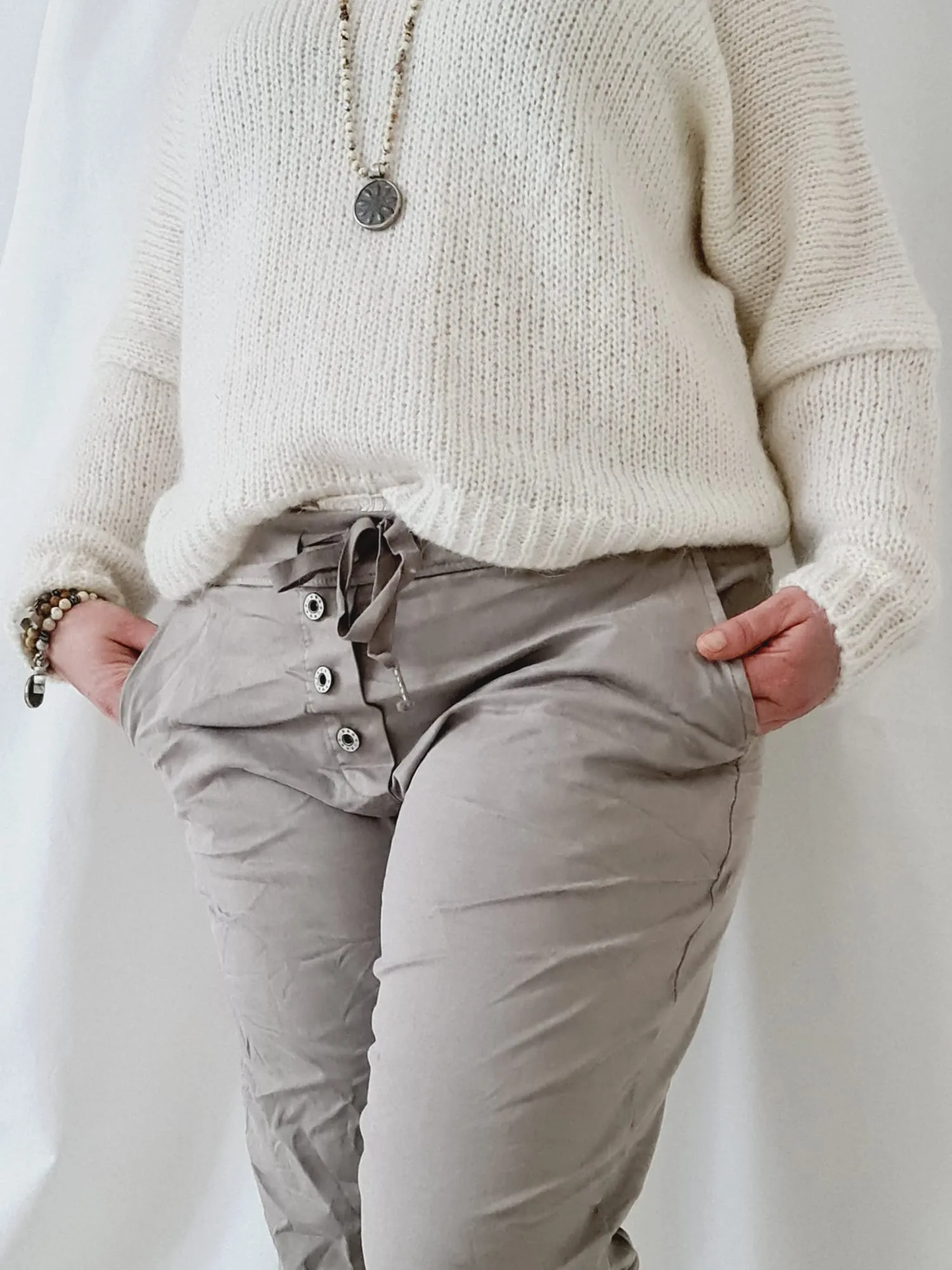 Casual tencel joggerit, hiekka