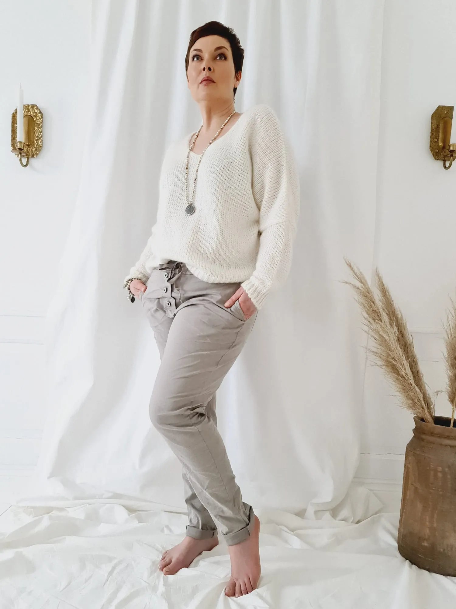Casual tencel joggerit, hiekka