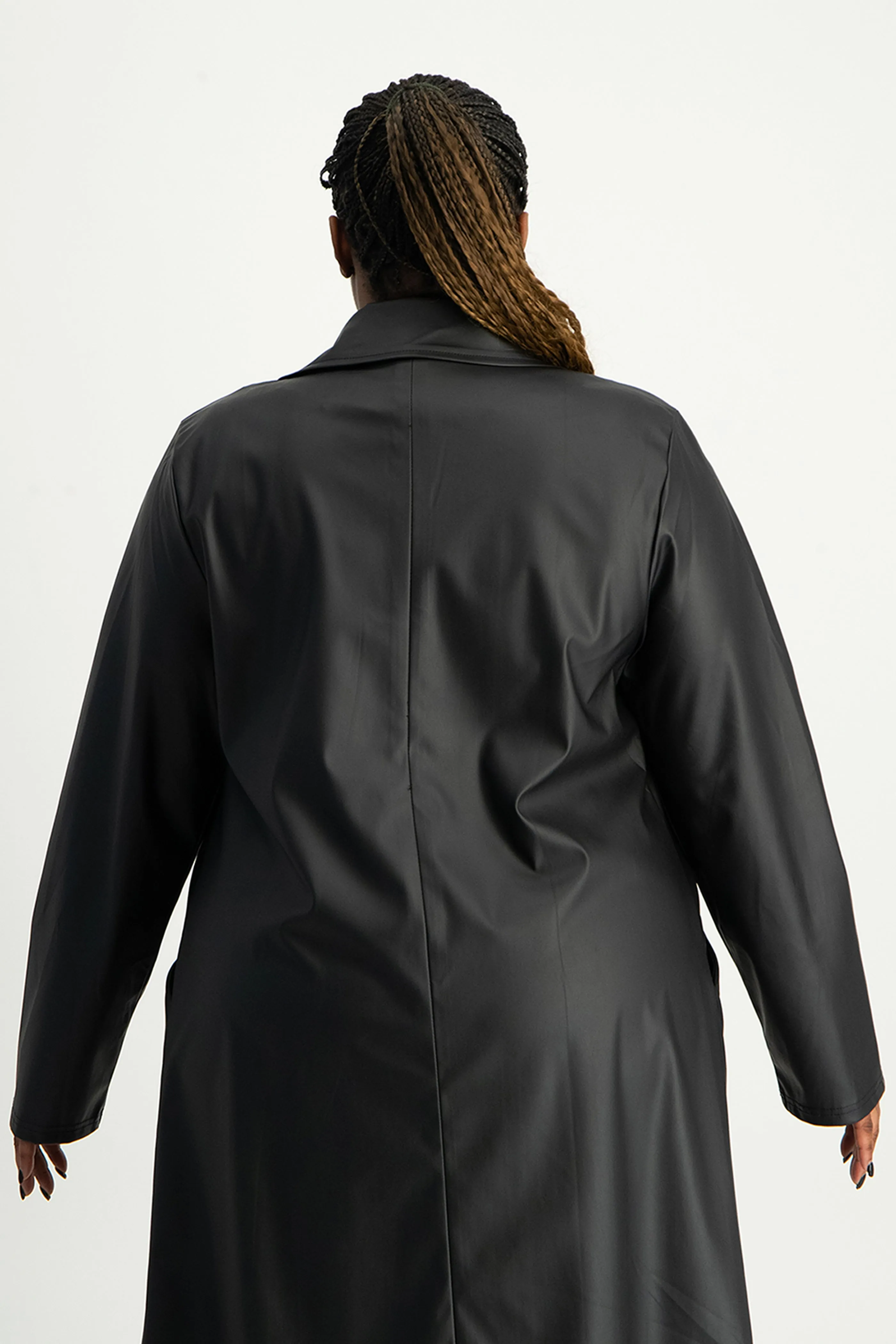 Cece Faux Leather Trench Coat - Black