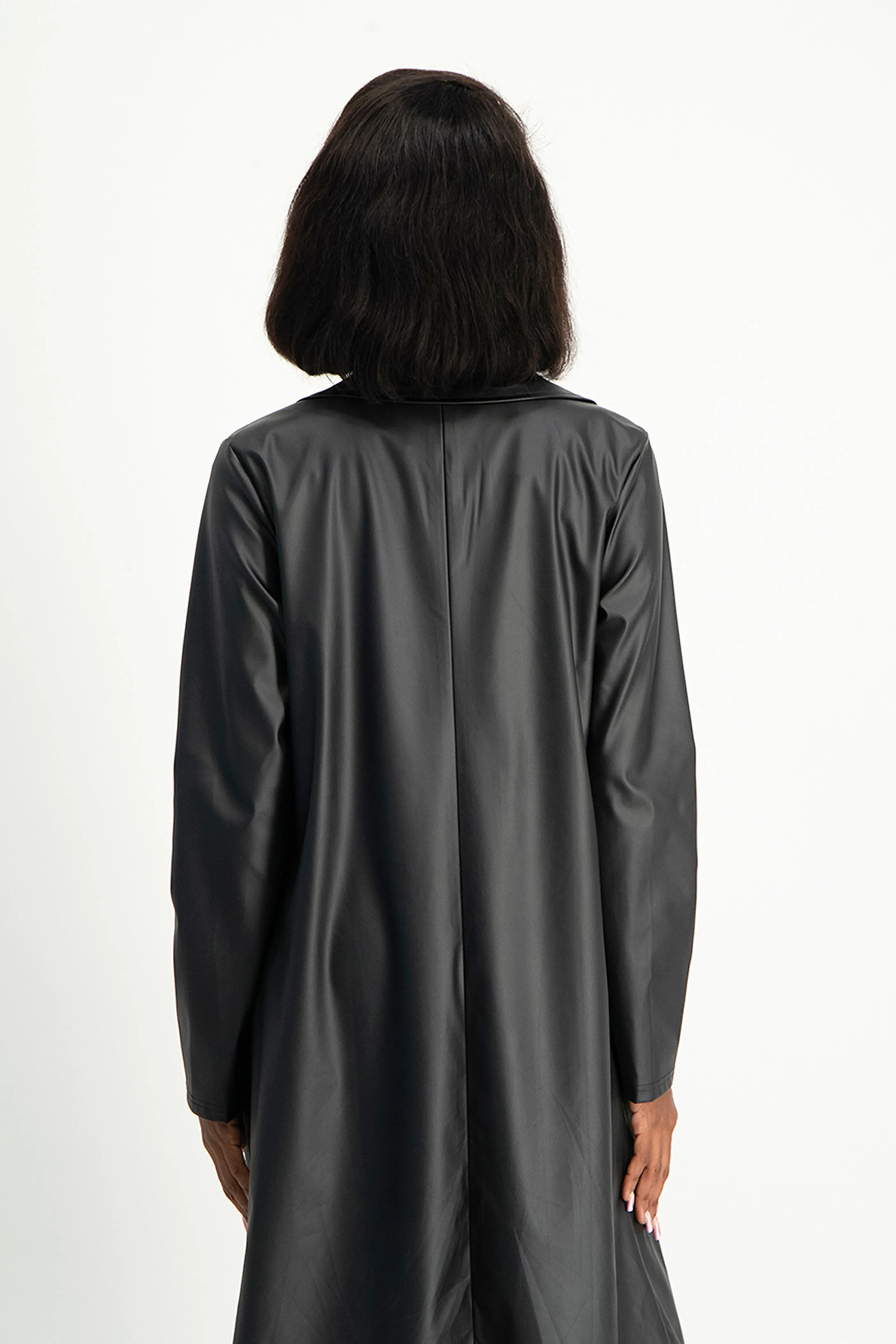 Cece Faux Leather Trench Coat - Black