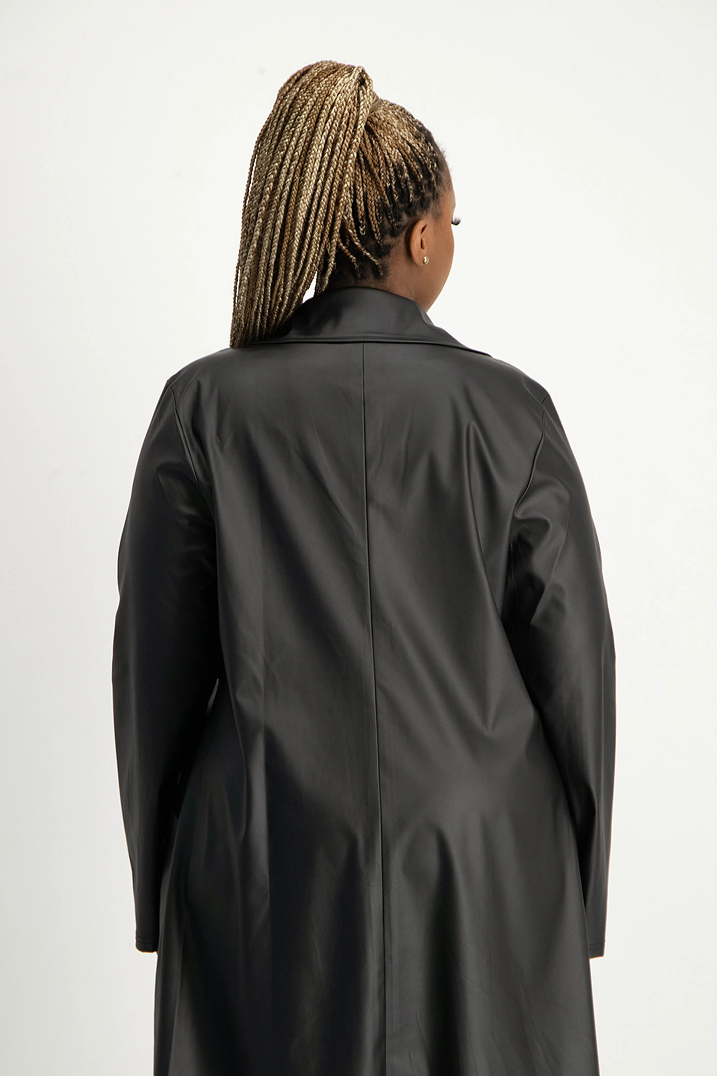 Cece Faux Leather Trench Coat - Black