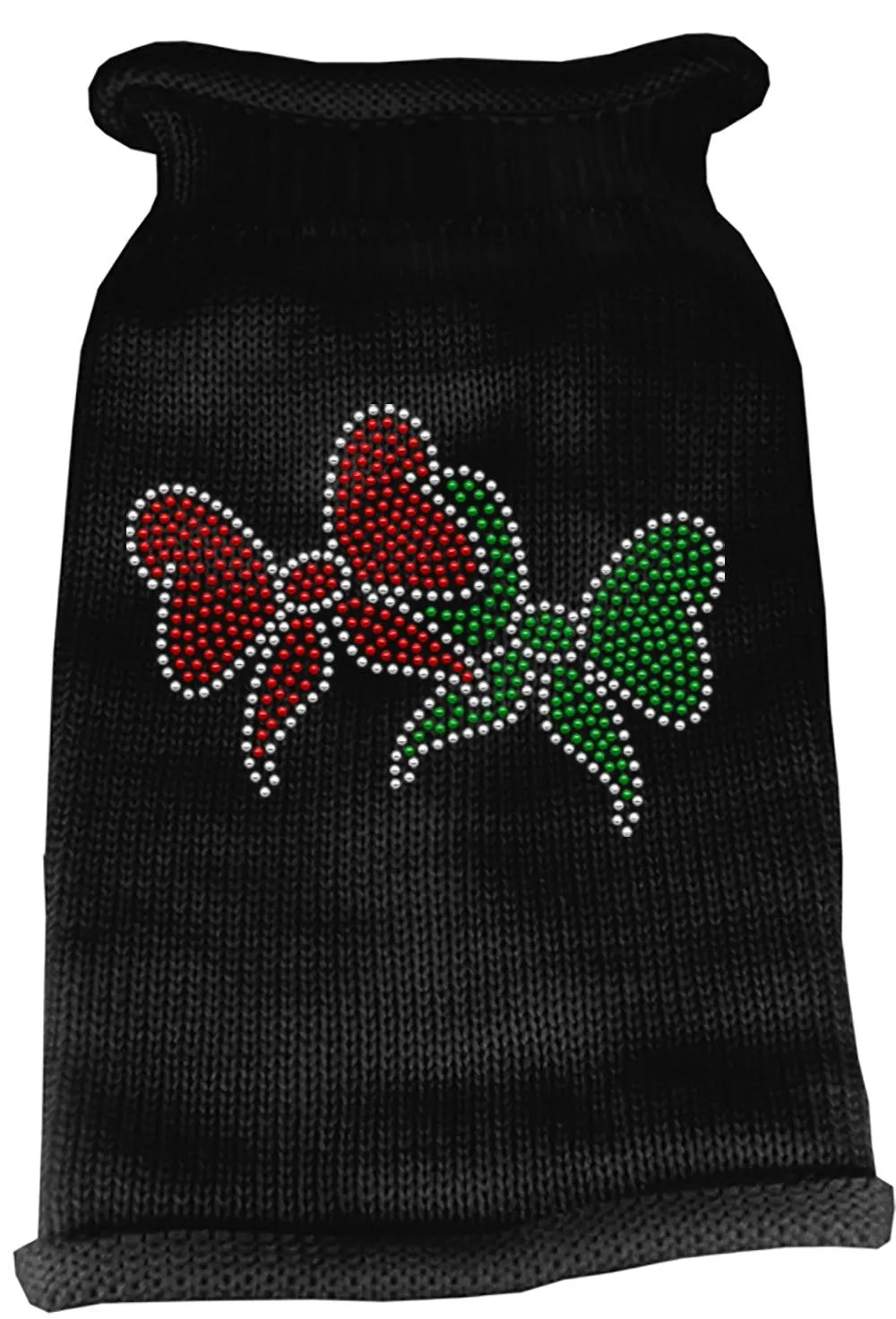Christmas Bows Rhinestone Knit Pet Sweater XS Black