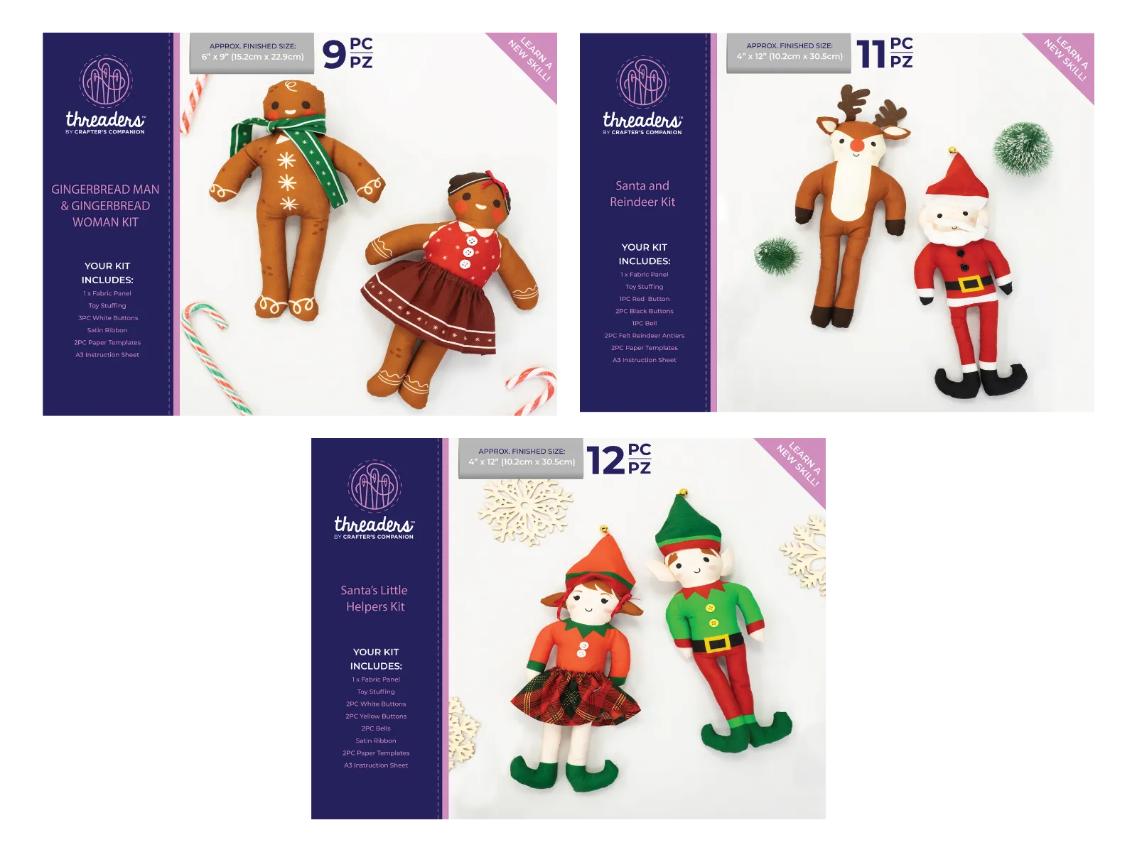 Christmas Character Fabric Panel Bundle - Threaders