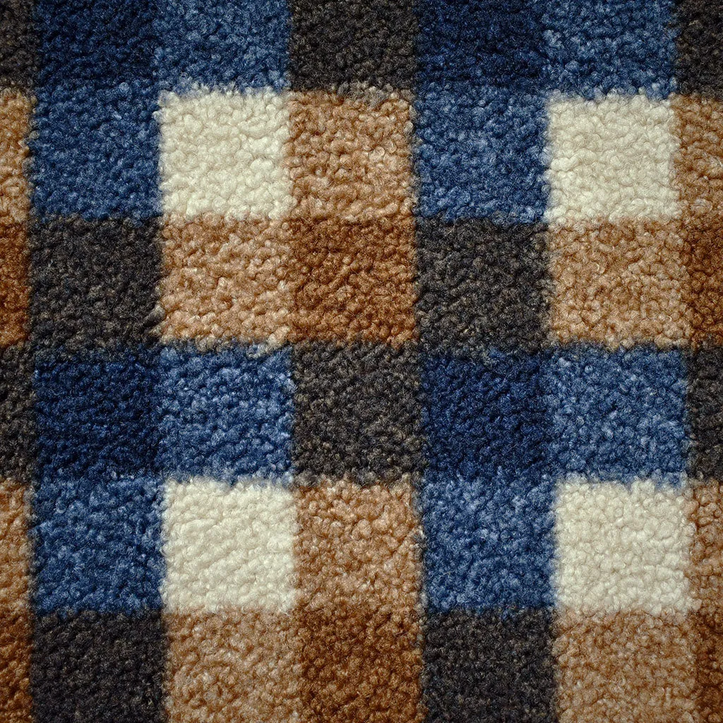 Colorful Check Teddy Boucle Fleece Navy/Natural