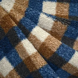 Colorful Check Teddy Boucle Fleece Navy/Natural