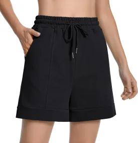 Cotton High Waisted Sweat Drawstring Casual Shorts with Pockets Summer Shorts Women