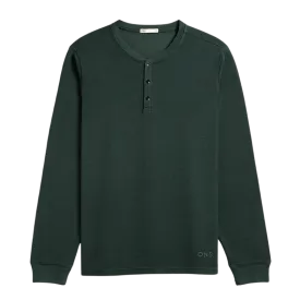Court Waffle Henley - Dark Green