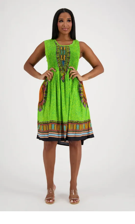 Dashiki Print Tank Dress