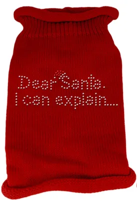 Dear Santa I Can Explain Rhinestone Knit Pet Sweater XXL Red