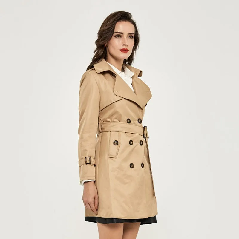 Double Breasted Trench Coat With Turn-Down Collar