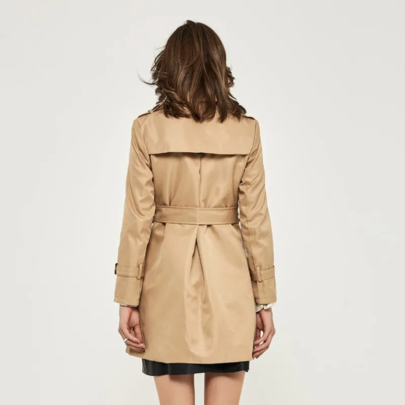 Double Breasted Trench Coat With Turn-Down Collar