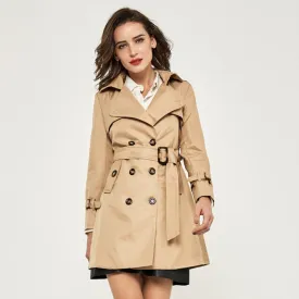 Double Breasted Trench Coat With Turn-Down Collar