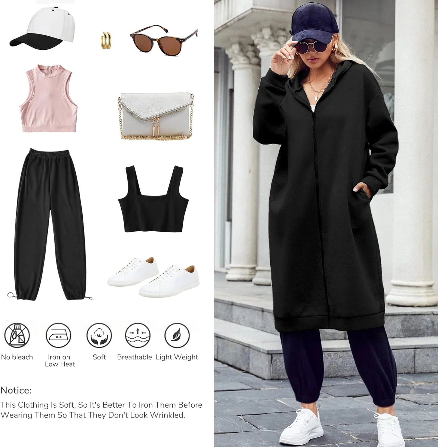 Dyexces Women Zip Up Hoodie Casual Long Hoodies for Women Tunic Sweatshirts Jackets Winter Coat with Pockets