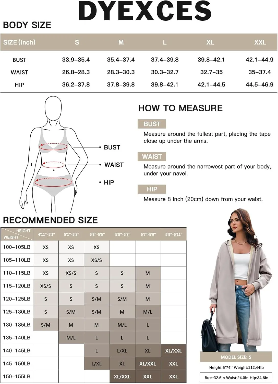 Dyexces Women Zip Up Hoodie Casual Long Hoodies for Women Tunic Sweatshirts Jackets Winter Coat with Pockets