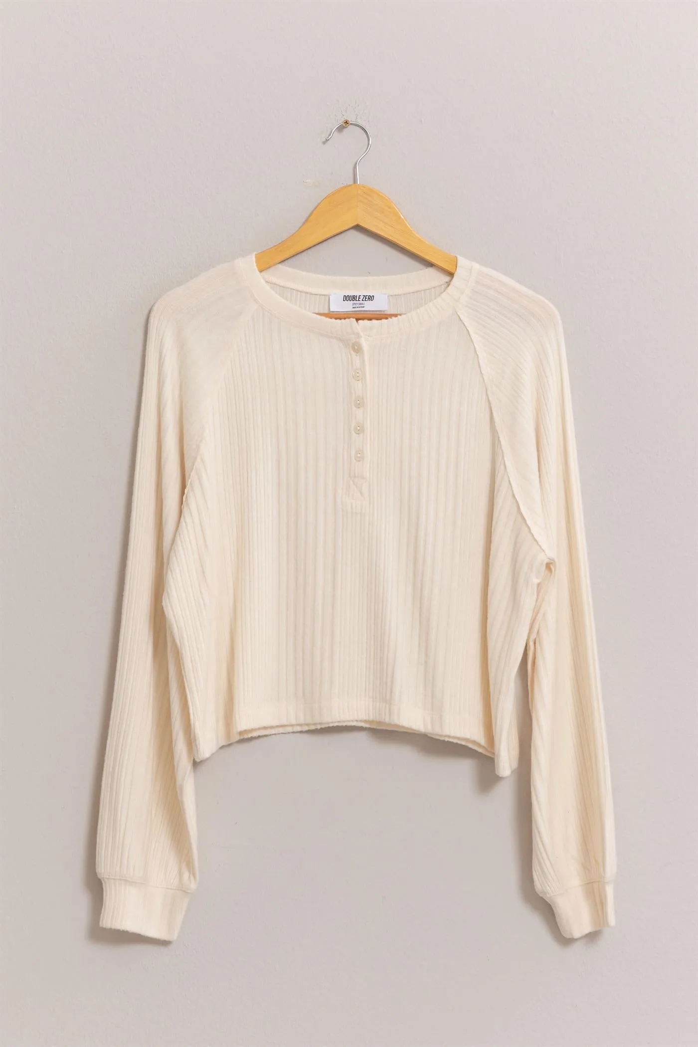DZ25A100-Brushed Ribbed Oversized Henley Top