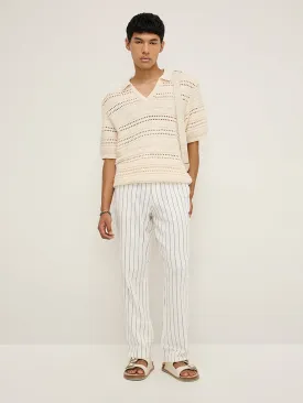 ETA Off-White Solid Relaxed-Fit Mid-Rise Cotton Chinos