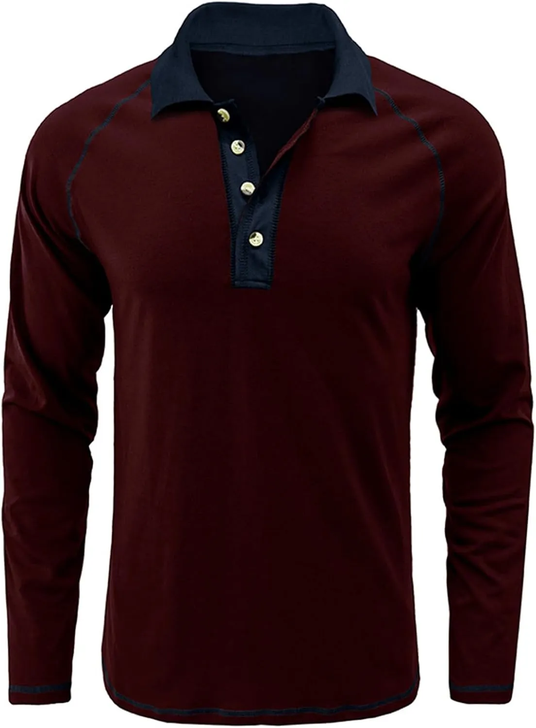 Fashion Mens Polo Shirts Relaxed Fit Long Sleeve Casual Golf Polo Classic Cotton Polo T Shirts Buttons Henley Tops