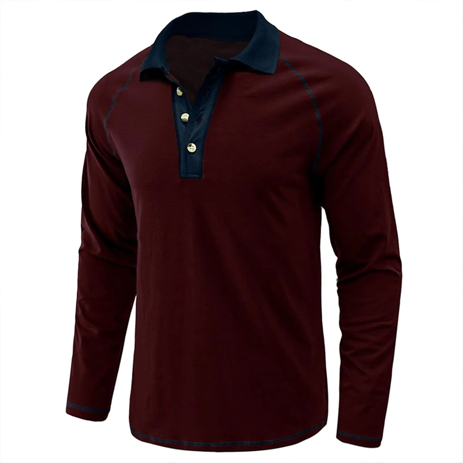 Fashion Mens Polo Shirts Relaxed Fit Long Sleeve Casual Golf Polo Classic Cotton Polo T Shirts Buttons Henley Tops