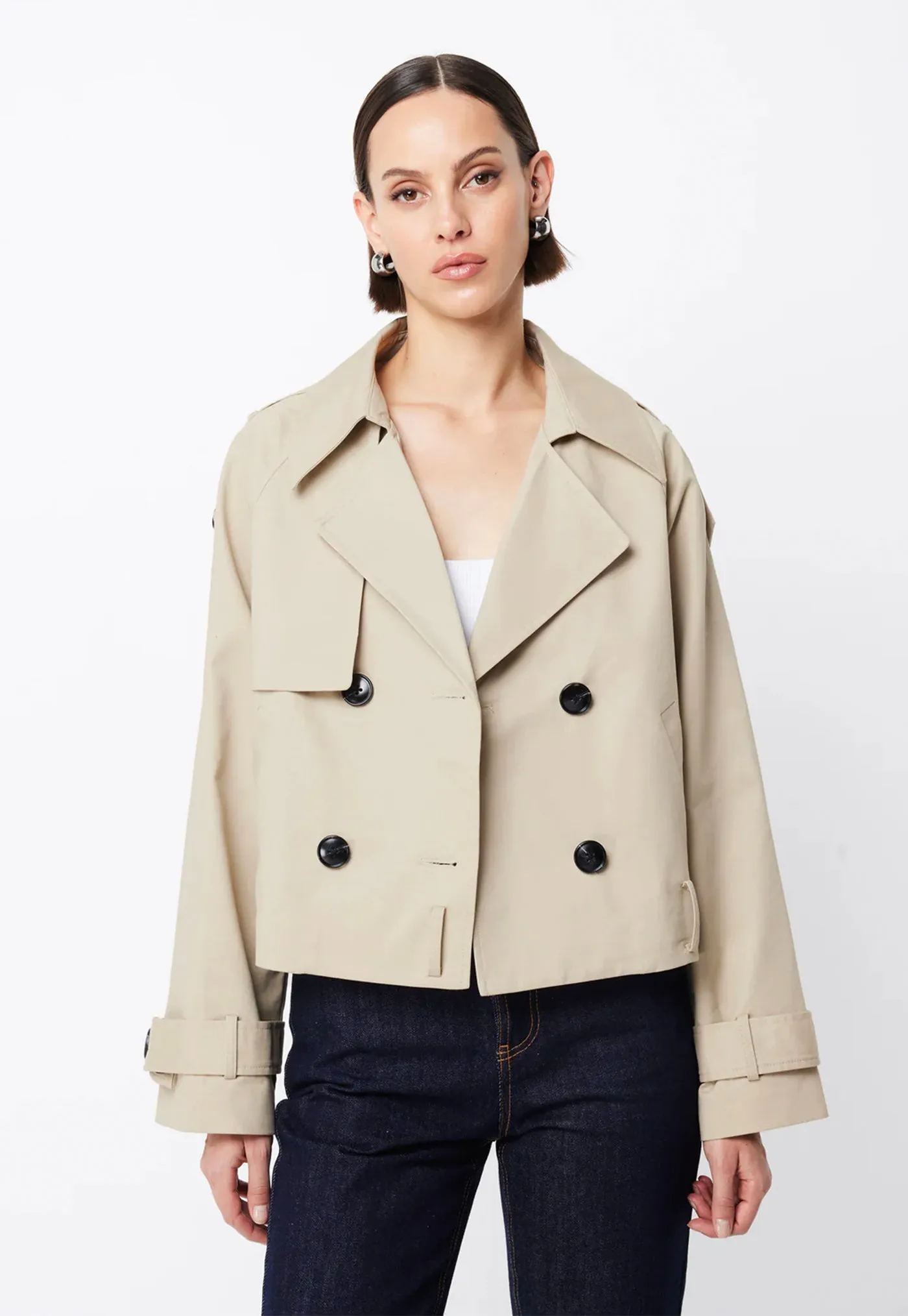 Franklin Cropped Trench - Natural