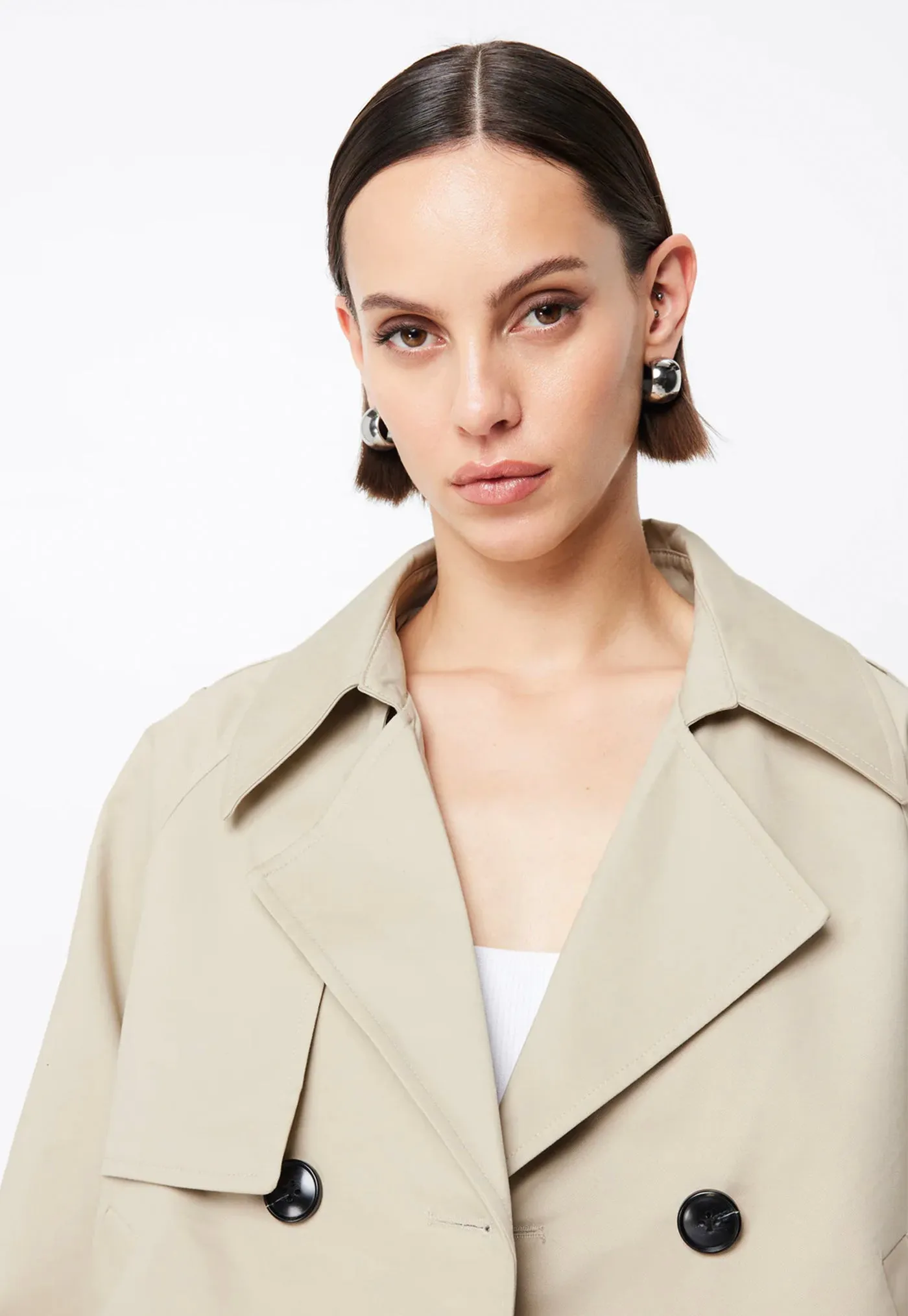 Franklin Cropped Trench - Natural