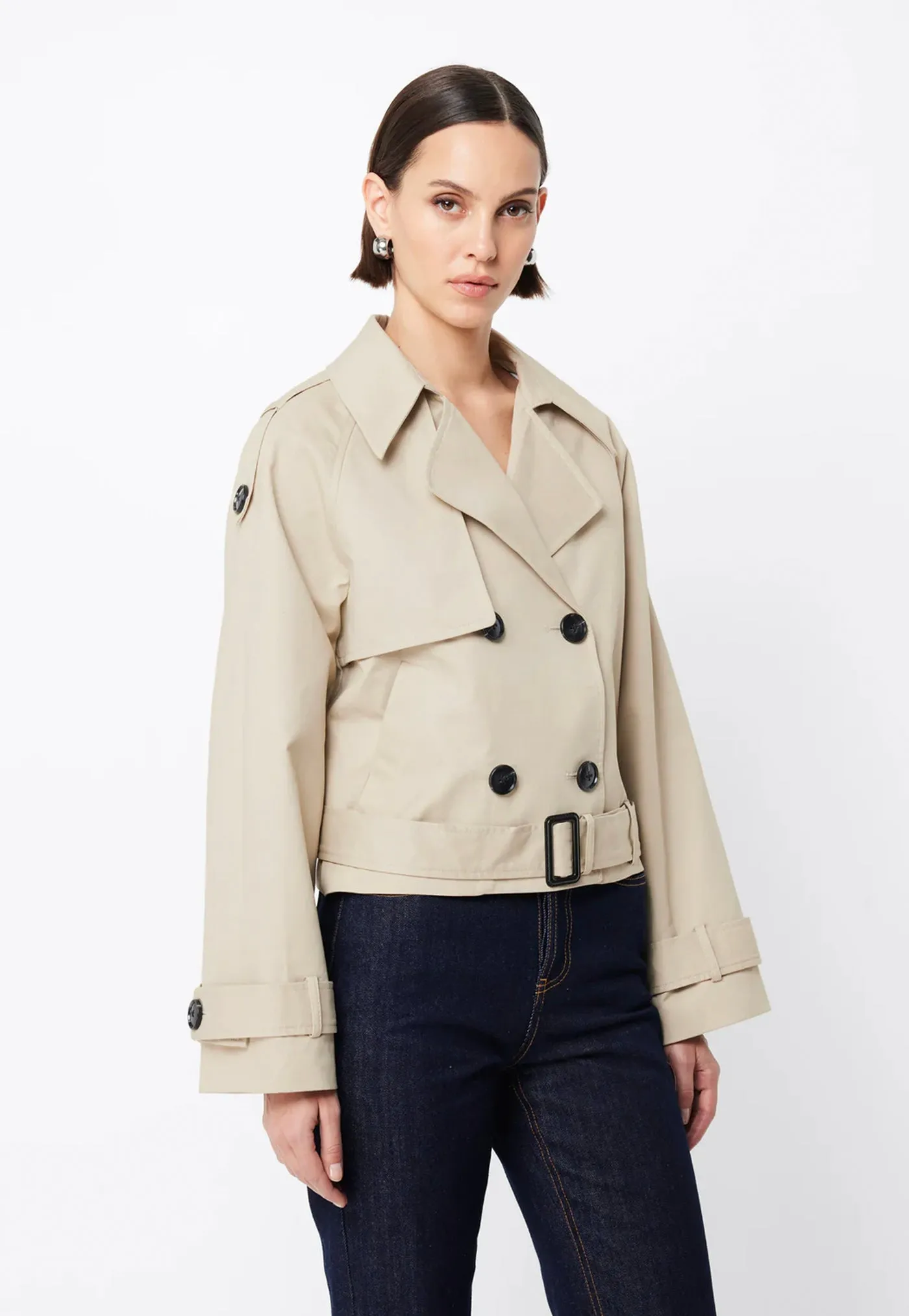 Franklin Cropped Trench - Natural