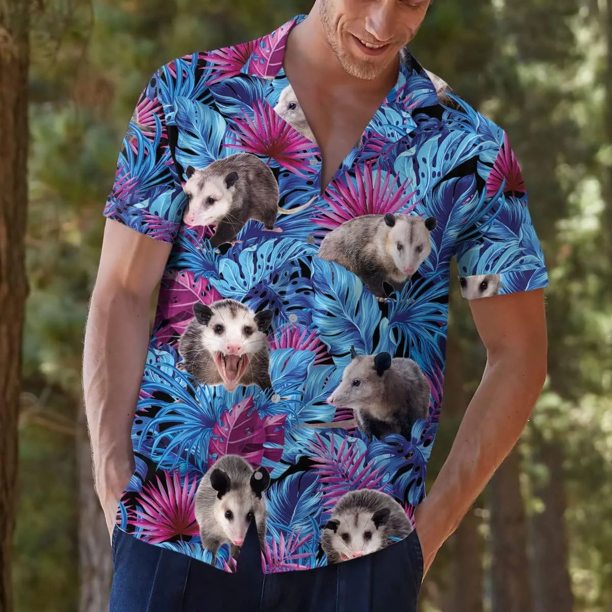 Funny Superheroes Eyes Casual Button Down Short Sleeve Holiday Summer Beach Hawaiian Shirt